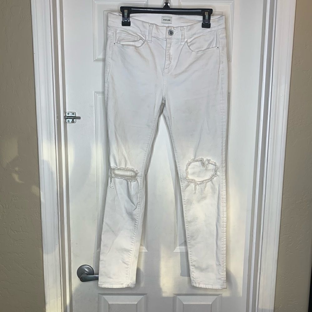Sneak Peak Distressed White Skinny Jeans